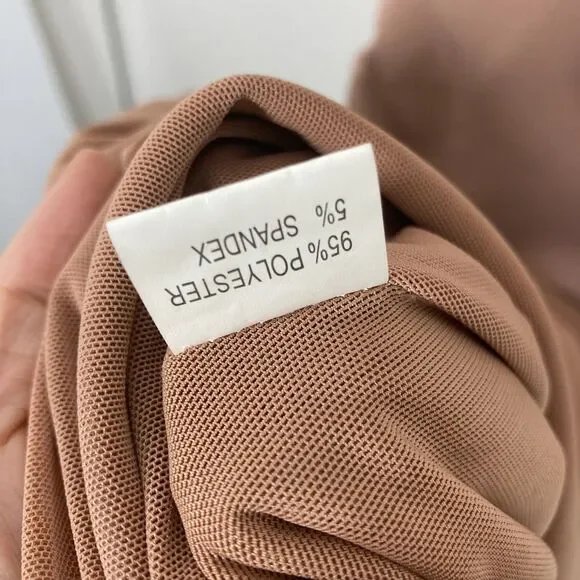 Portia & Scarlett Y2K Dress Small Nude Black Embroidered Fitted Gown Formal - Picture 13 of 13